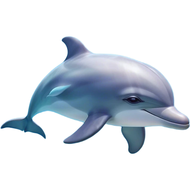 Cinematic Dreamy Dolphin Portrait Emoji, Floating serenely in a gentle sea of soft light, with a relaxed, streamlined body and half-closed, drowsy eyes that reflect a peaceful underwater lullaby, and a subtle, contented smile, Simplified yet irresistibly adorable features, highly detailed, glowing with a soft, dreamy aquatic radiance, high shine, calm and enchanting, stylized with an air of sleepy marine wonder, soft glowing outline, capturing the essence of a super cute dolphin that appears ready to drift into a sweet, soothing nap! emoji