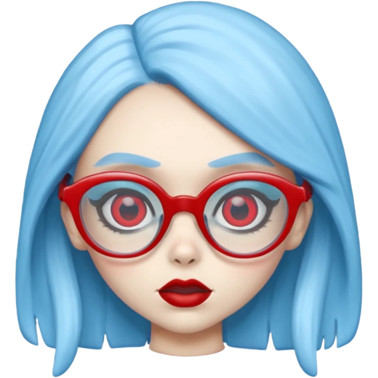 Ghoulia yelps monster high, pale white-blue skin, red glasses emoji