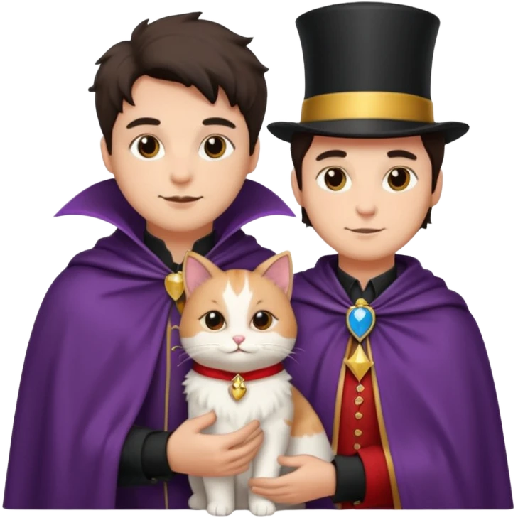 magician couple and their pet cat emoji