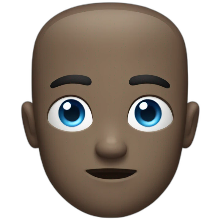 Blocky head with square jaw, very short hair and blue eyes emoji