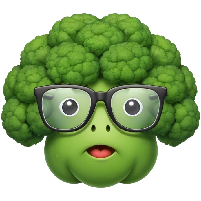 Broccoli with glasses emoji