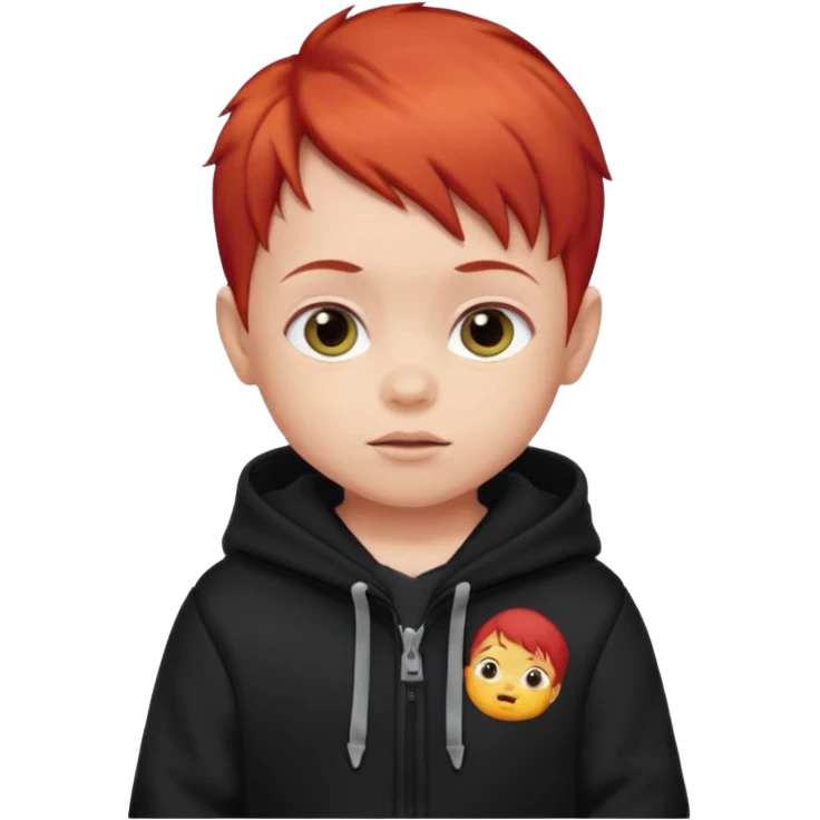 baby with red hair and black hoodie emoji