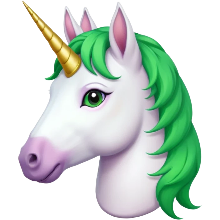 unicorn with green hair and earrings emoji