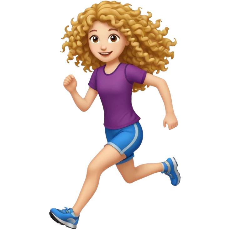 curly long girl running emoji