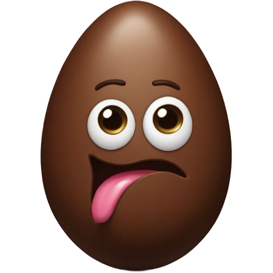 Chocolate egg with begging face next to it emoji