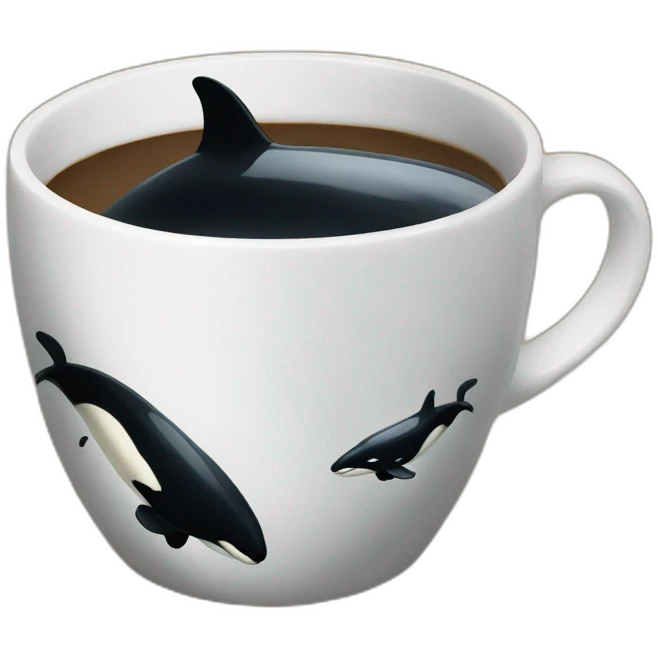 orca swimming inside coffee mug emoji