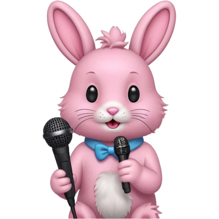 pink bunnie singing , holding mic emoji