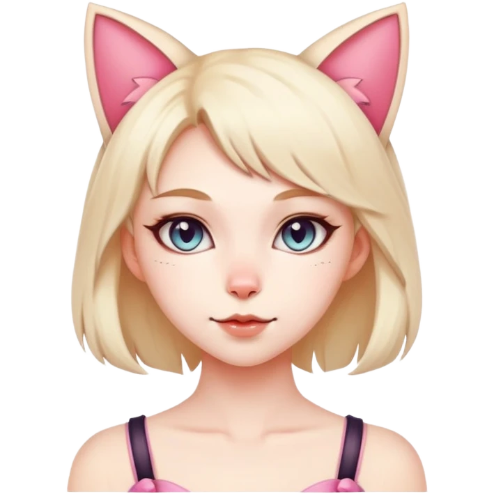 beautiful cat girl with cat ears emoji