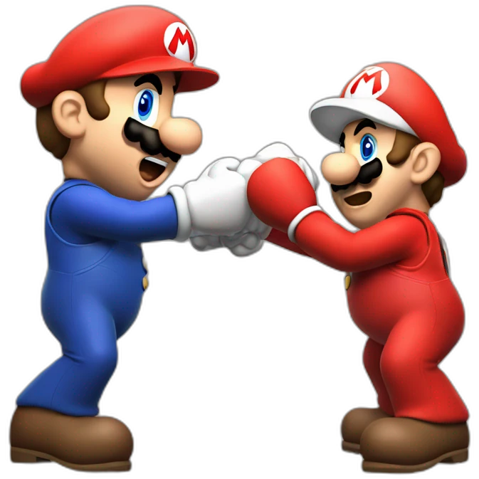 Emmanuel Macron fighting super mario emoji