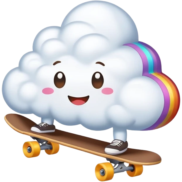 rainbow kawaii Poop cloud skateboarding  emoji