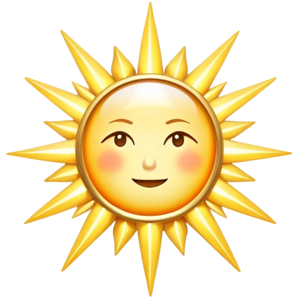 Mystical sun with celestial rays and ethereal 15-minute timer, sparkling light beams emoji