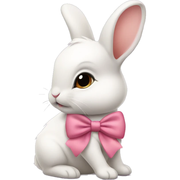 Baby bunny with coquette bow on ear emoji