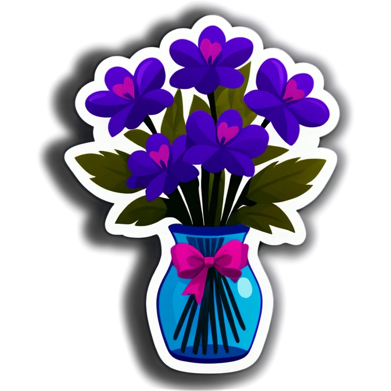 bouquet of purple flowers tied with ribbon in a vase emoji