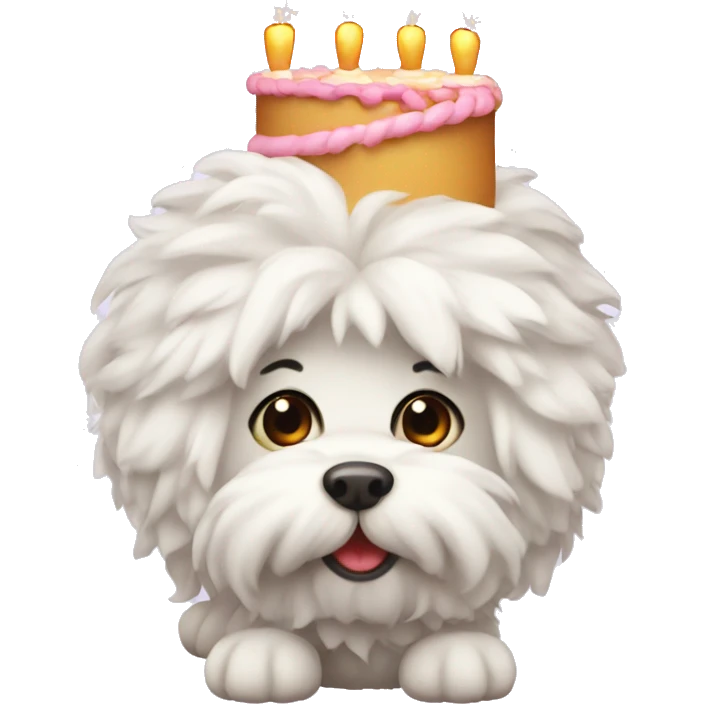 cute Coton de tuler with birthday cake emoji