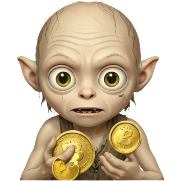 Gollum holding a coin emoji