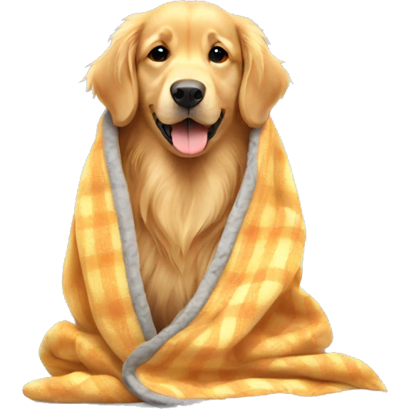 Golden retriever cozy in a blanket emoji