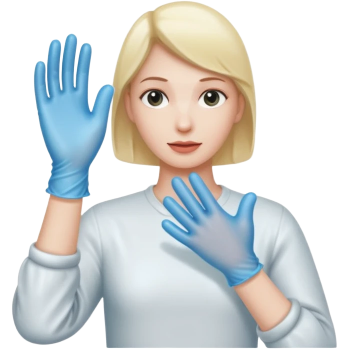 pulling on plastic glove emoji