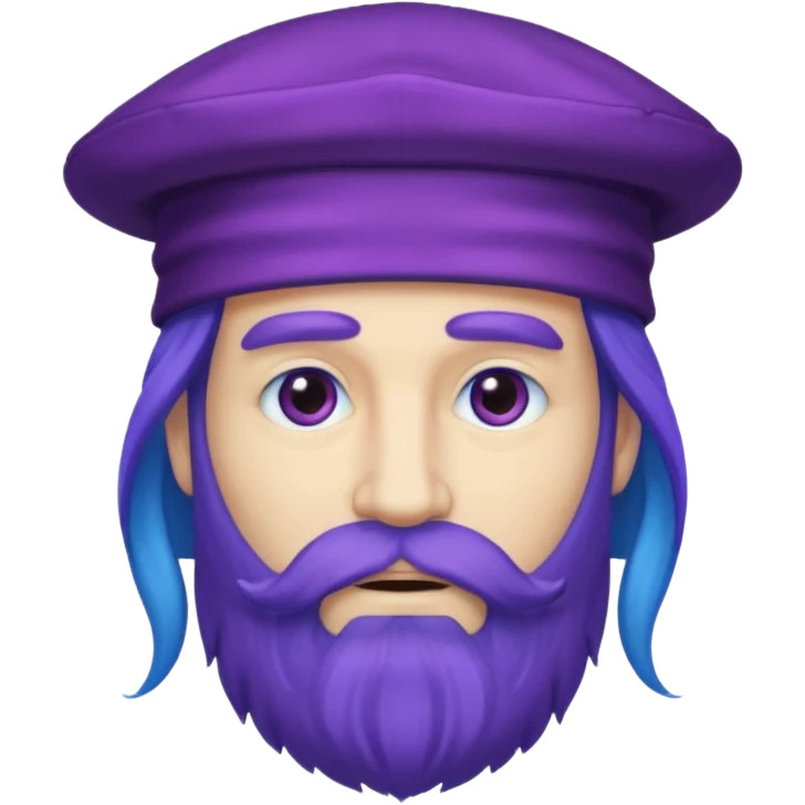 purple bearded, blue very long haired man with hat emoji