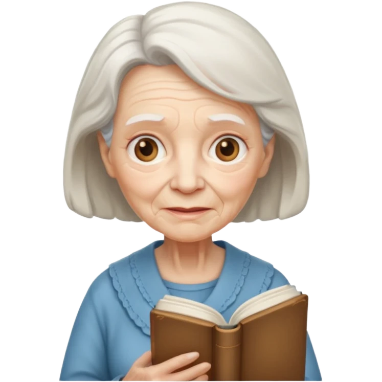 elderly female holding book emoji
