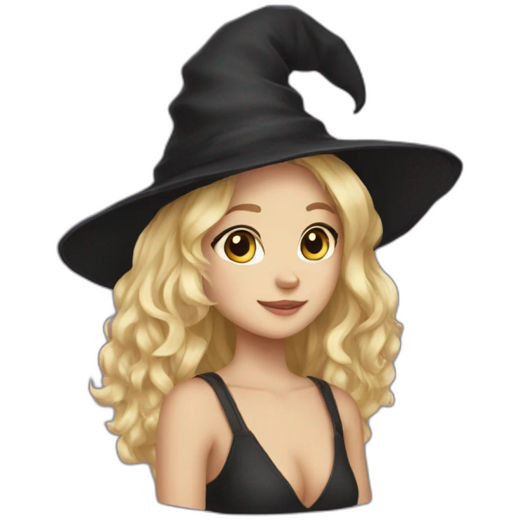 witch hat girl blond hair cat ears emoji