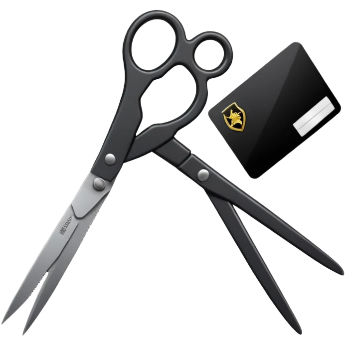 Floating black Scissors cutting in half an idf soldier ID card in 2 parts .hyper realistic emoji
