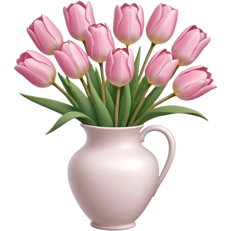 Light pink tulips in white vase emoji