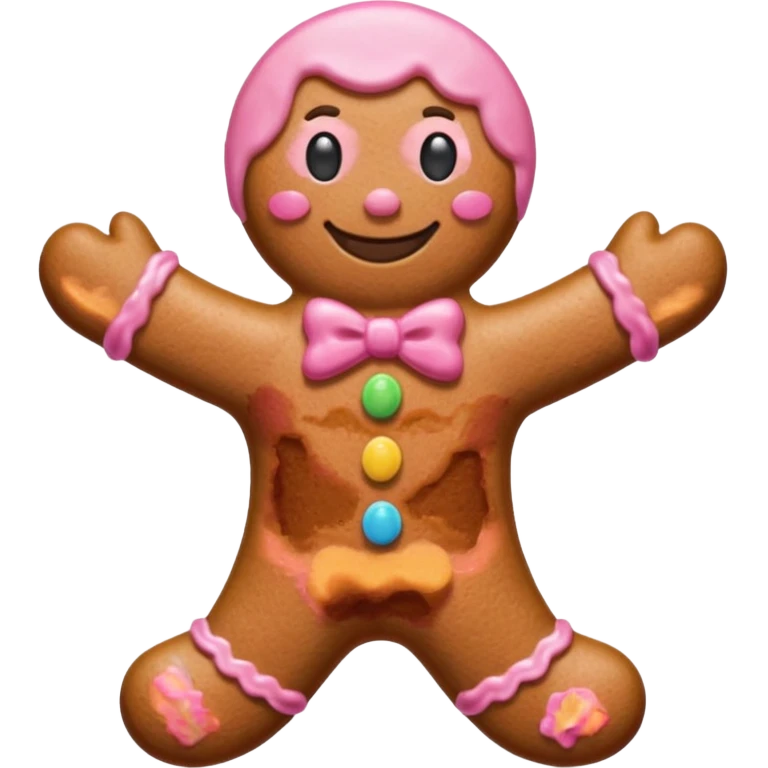 Gingerbread man in pink emoji