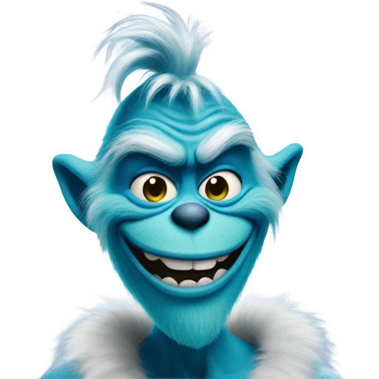 blue grinch smirking emoji