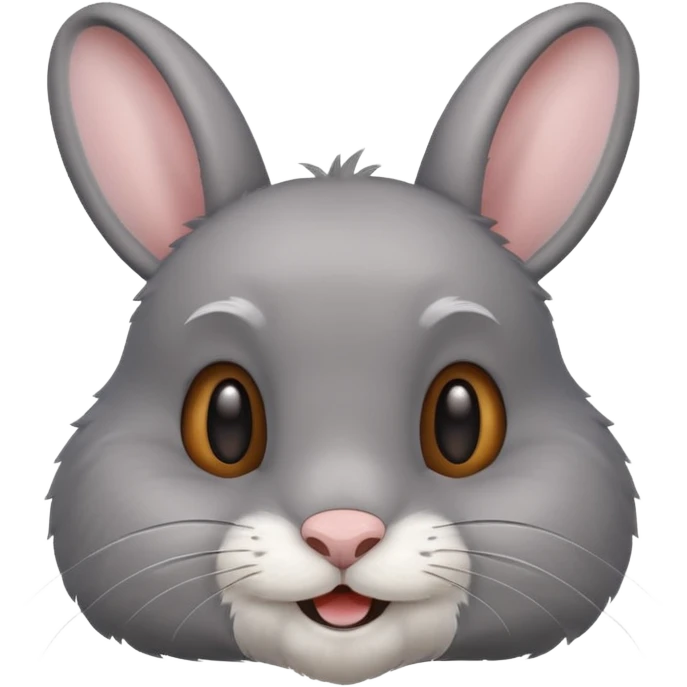 Head of a grey rabbit, smilling
 emoji