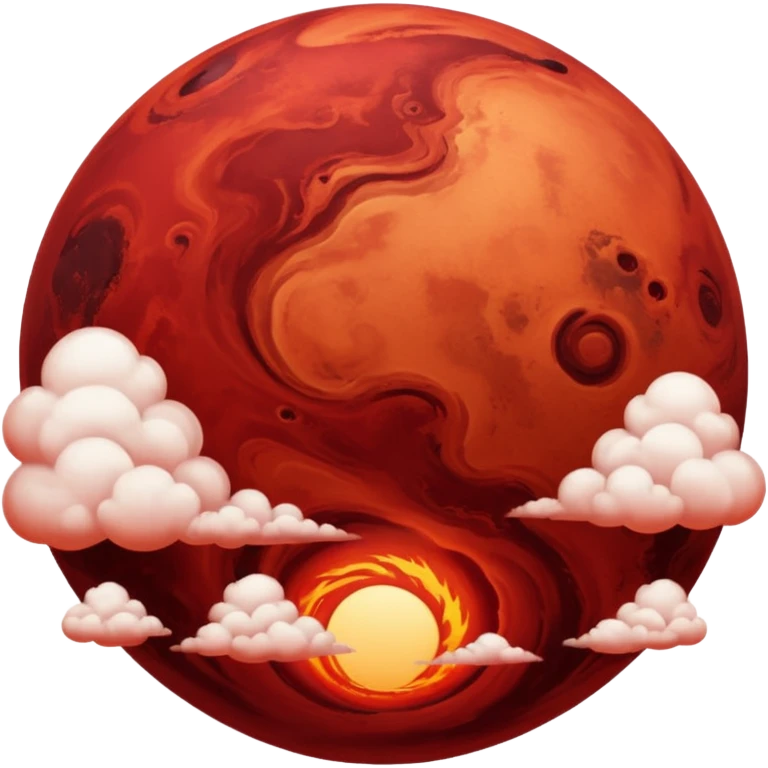 Crimson red planet with clouds emoji