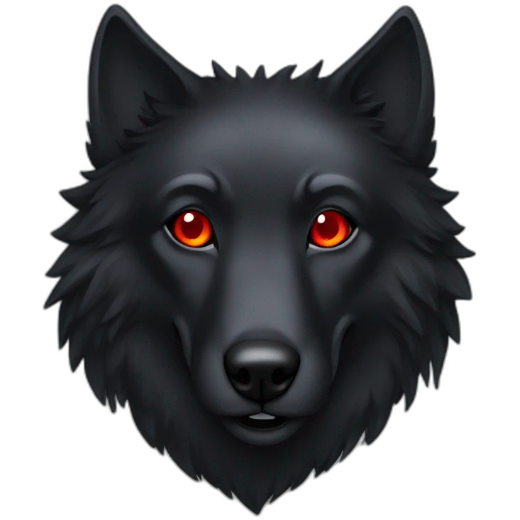 Black Wolf with red eyes, blank background  emoji