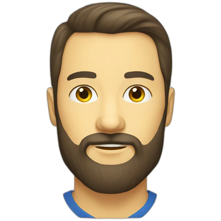 Beard caucassian brunette hair blue and yellow t-shirt emoji