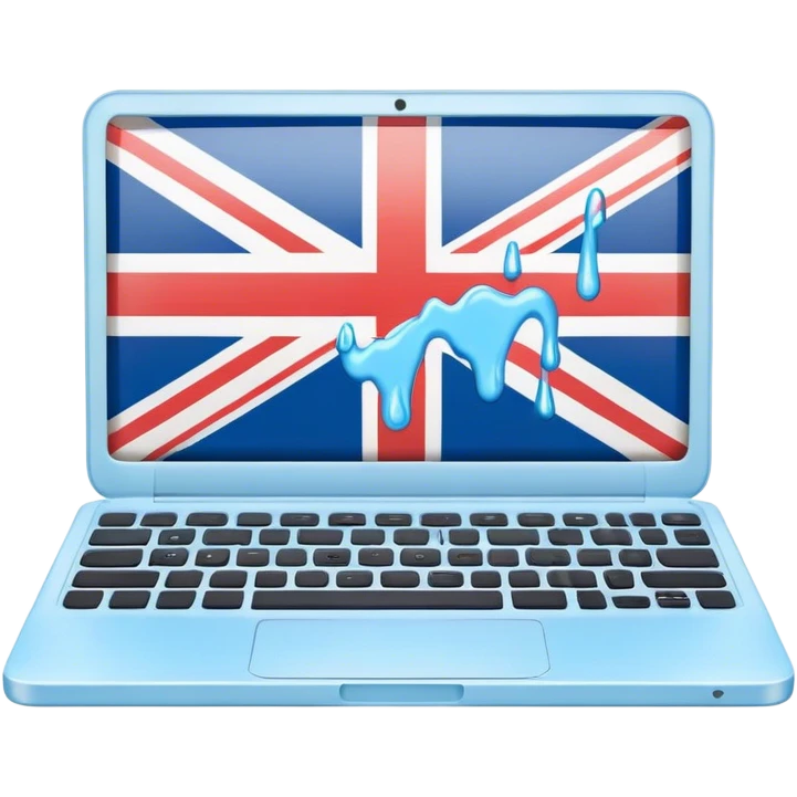 pastel melted laptop on the screen British flag emoji