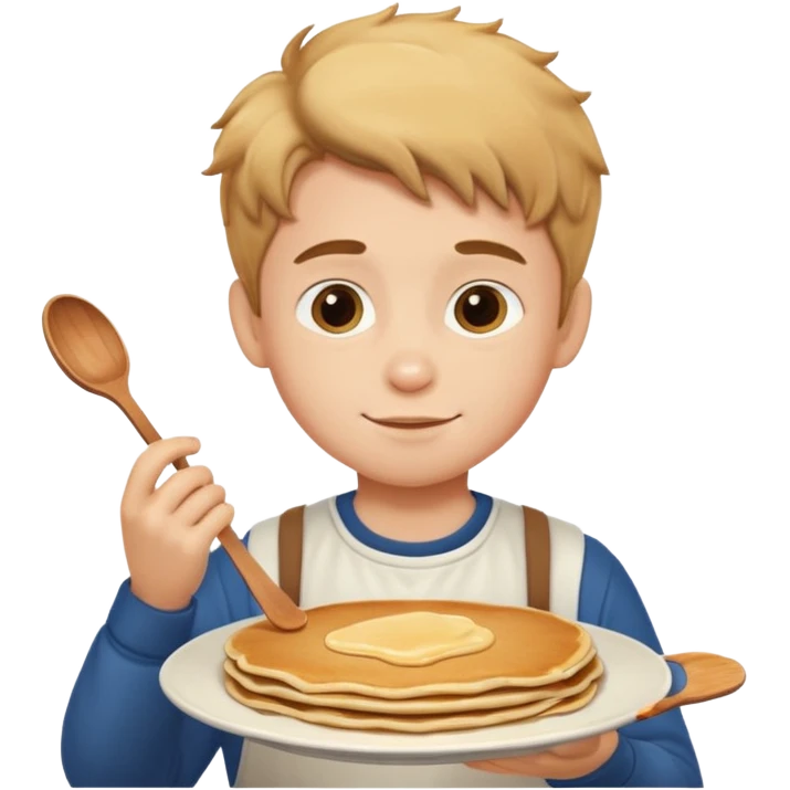 A boy making pancake emoji