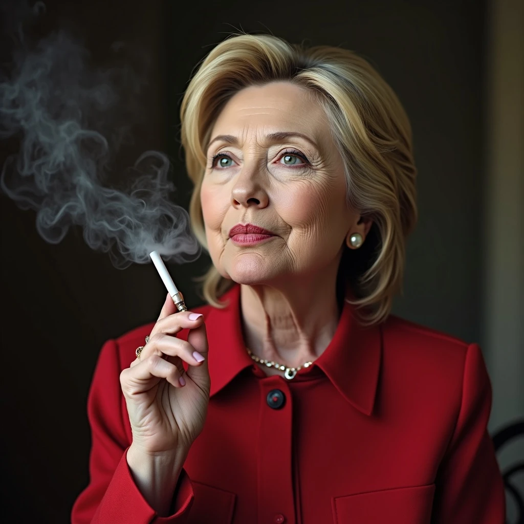 Hillary clinton smoking a cig emoji