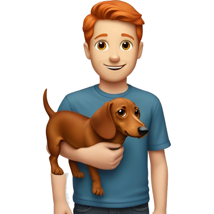 wiener dog with a red headed boy emoji