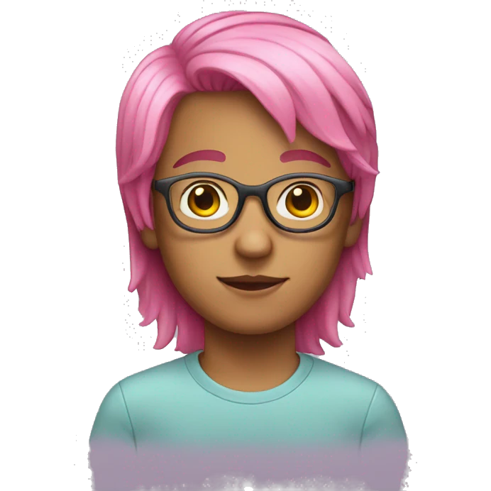 Pink haired glasses 11 year old boy emoji
