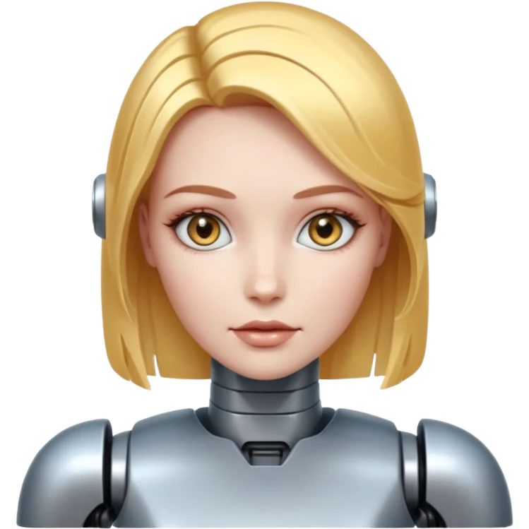 female different hair color metalic robot face emoji