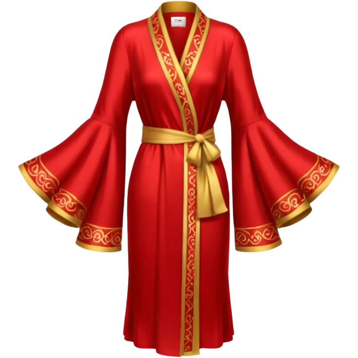 Red silk robe, long, bell sleeves, high definition, emoji