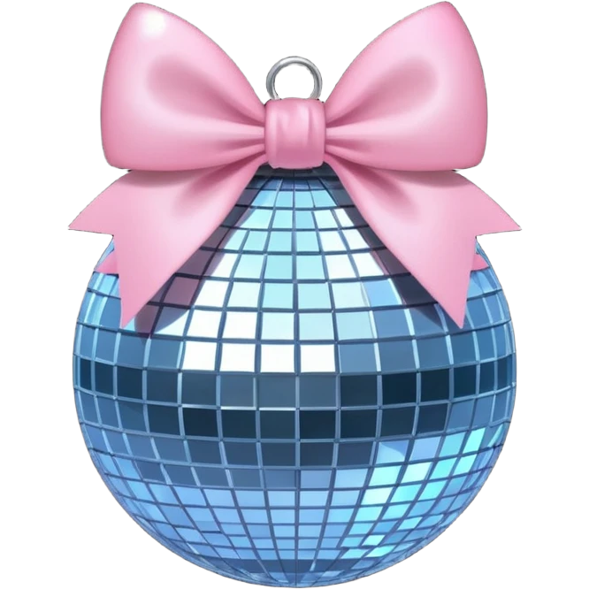 Disco ball with a light pink bow emoji