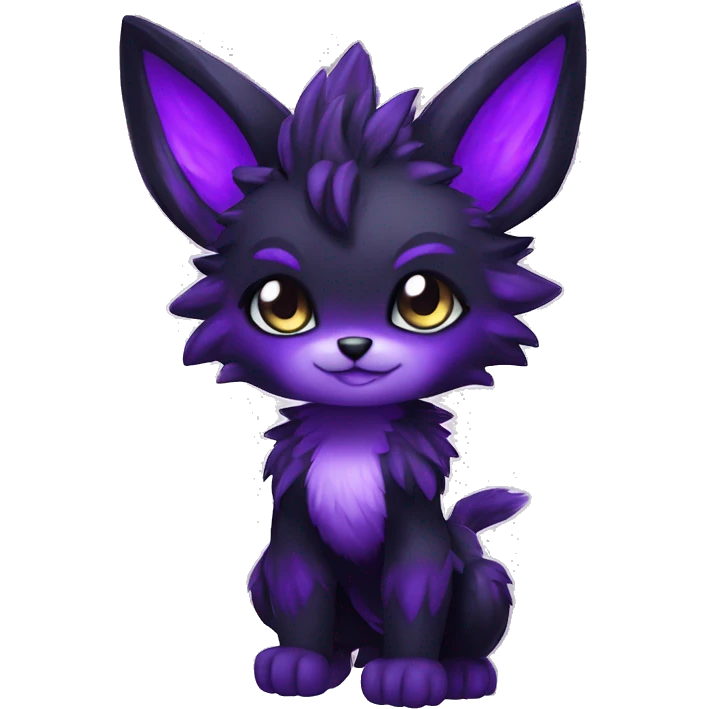 Anthro-Edgy-Cool-Black-Purple-Contrast-Colors-Fantasy-Fur-Sona-Chibi-Shiny-Fakémon-Hybrid full body emoji