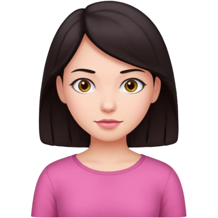 Girl with dark hair, pink top , fair skin emoji