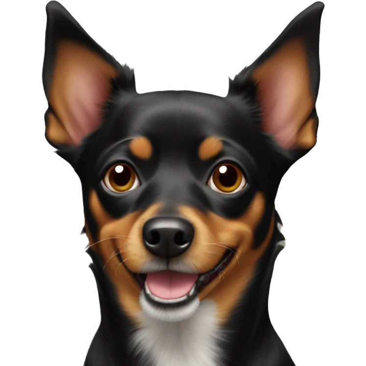a black pinscher papillon mix dog  emoji