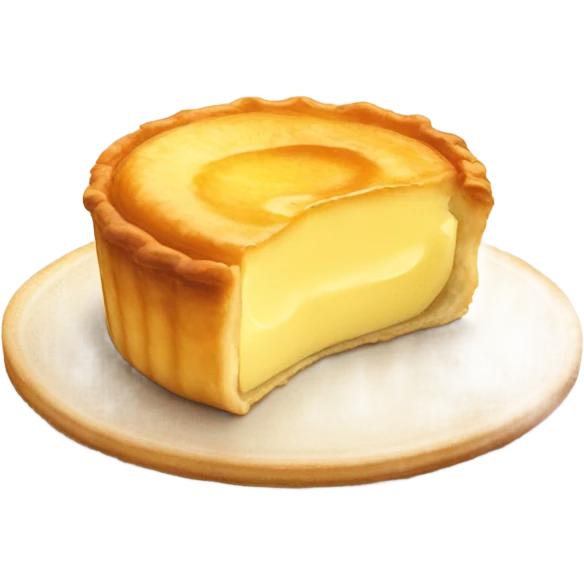 Small round vanilla flan made from a puff pastry emoji