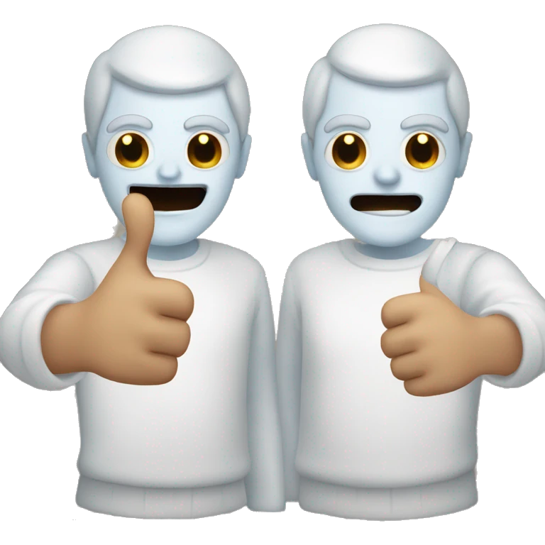 White ugly man holding two thumbs up with creepy smile emoji
