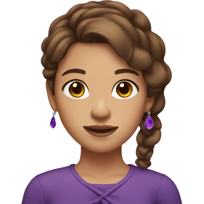 Girl with brown hair and purple earrings emoji