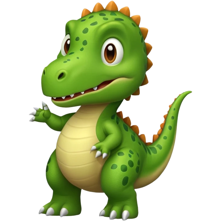 a dinosaur saying hi emoji