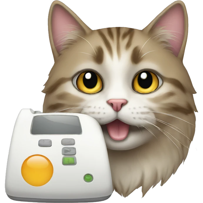 a phone with a cat emoji