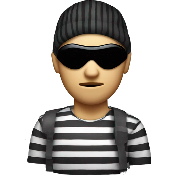 A thief with a striped shirt a money bag and a black eye mask emoji