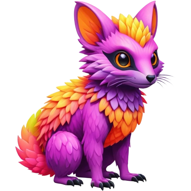 Tropical futuristic lush warm-colored neon-colored Fakémon-Trico-creature emoji